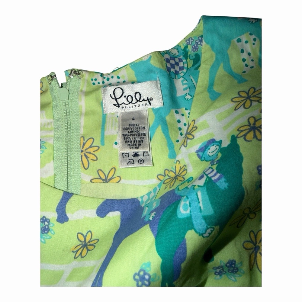 Vintage Lilly Pulitzer Low Riders Derby Shift Dress Pom Trim Monkey Jockeys 4 - Picture 5 of 10